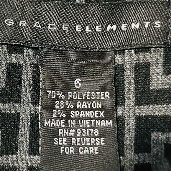 Grace Elements Charcoal Gray Thick Knit Cozy Sweater Dress Geometric - Size 6 - Picture 7 of 8